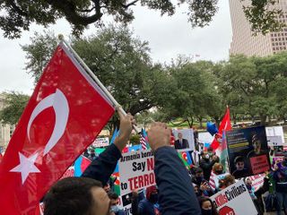 Protest was made in Texas against terrorist acts committed by Armenians in Azerbaijan’s Barda and Ganja cities