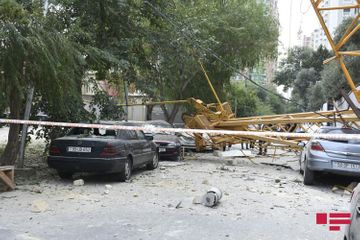 Two houses damaged as a result of crane turnover onto residential building in Baku - PHOTO - VIDEO - UPDATED