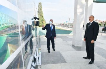 President Ilham Aliyev attends inauguration of above ground pedestrian crossing in Baku - UPDATED