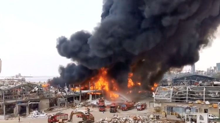 Fire erupts in Beirut Port area a month after devastating explosion 