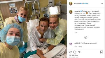 Russian opposition figure Navalny shares first picture on Instagram since coming out of coma