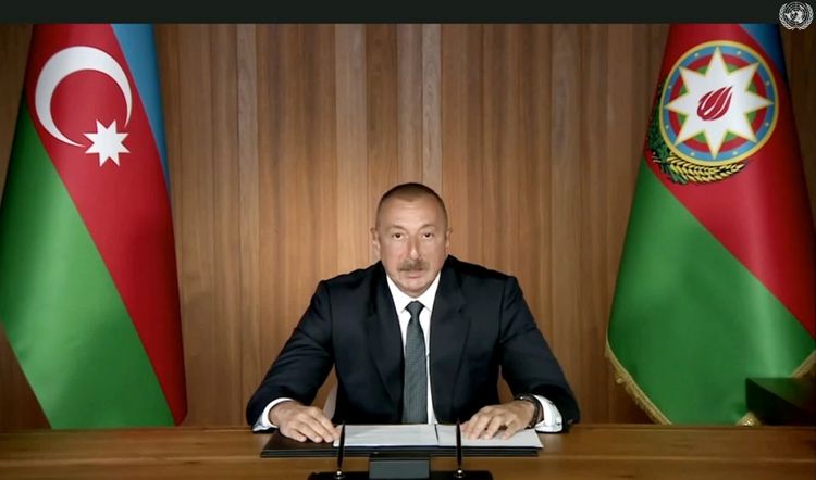 President Ilham Aliyev made a speech at general debates of 75th session of United Nations General Assembly in a video format