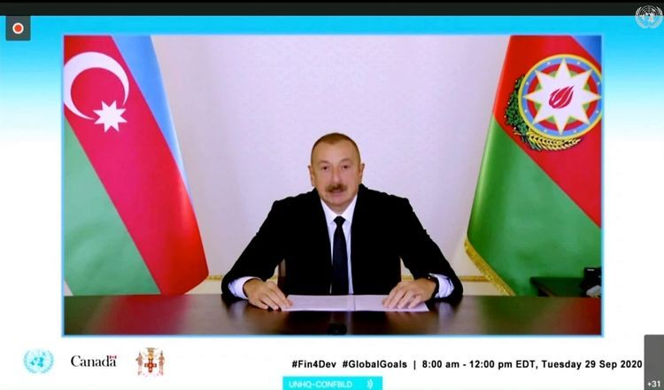 President Ilham Aliyev made speech in a video format at a meeting of Heads of State and Government on “Financing the 2030 Agenda for Sustainable Development in the Era of COVID-19 and Beyond”