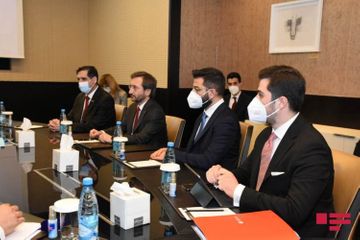 Bilateral meeting being held between Hikmat Hajiyev and Fahrettin Altun - PHOTO