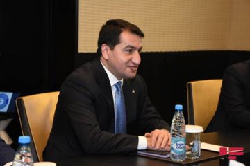 Bilateral meeting being held between Hikmat Hajiyev and Fahrettin Altun - PHOTO