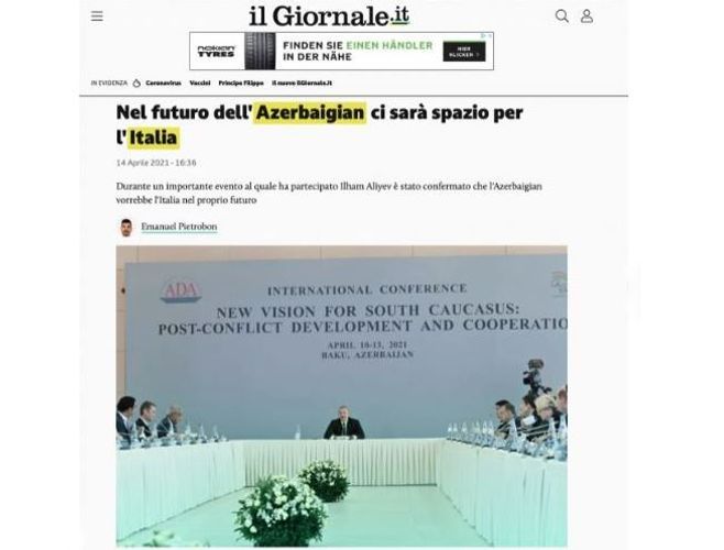 President Ilham Aliyev's views were published in the Italian press