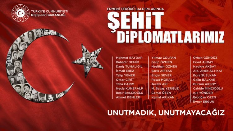 Turkish MFA makes post on Turkish diplomats who were victims of Armenian terror