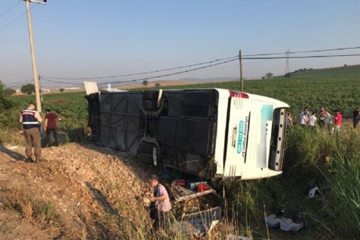 A passenger bus overturned in Turkey
