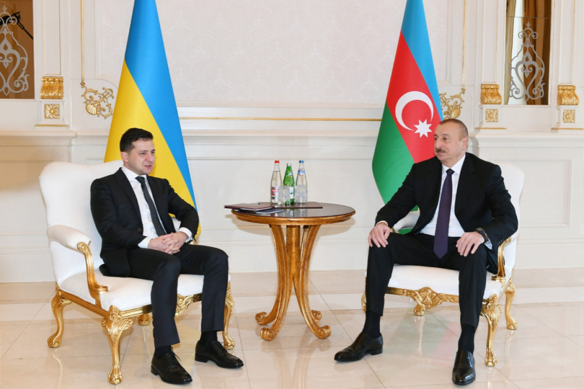 Ukrainian President Volodymyr Zelensky, Azerbaijani President Ilham Aliyev