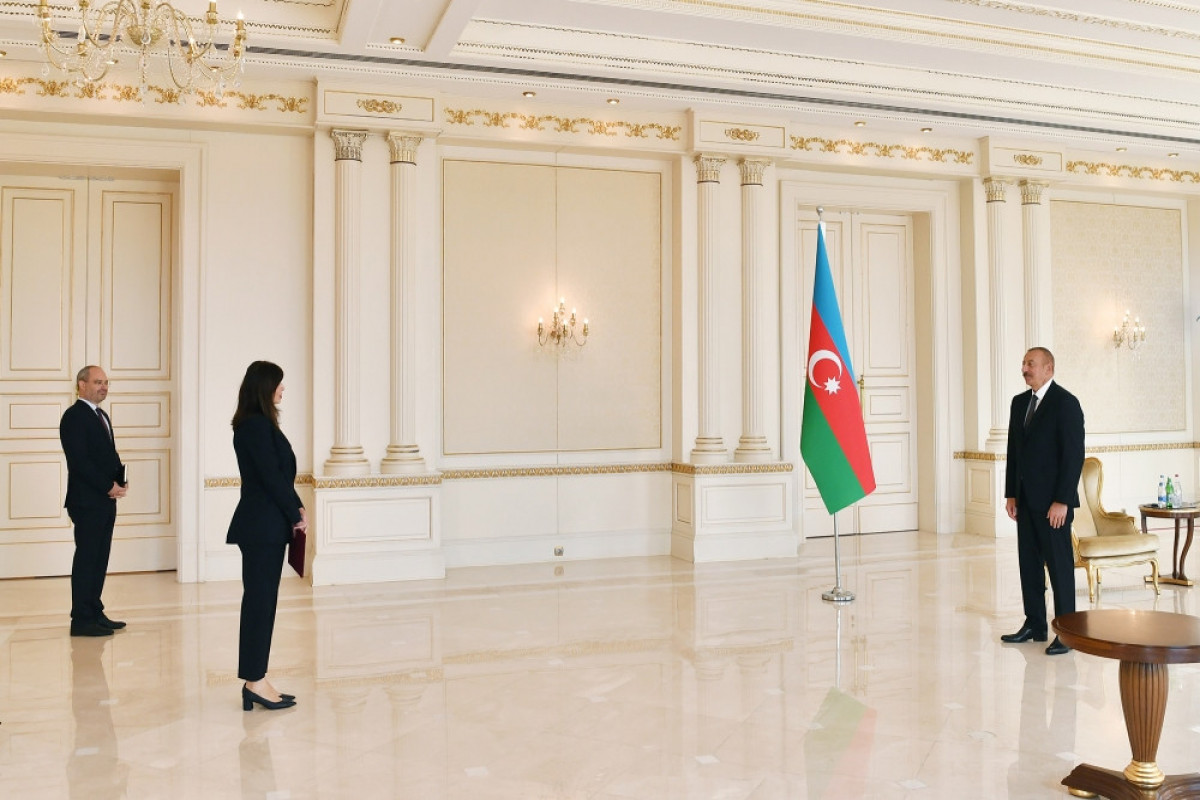 UN Resident Coordinator Vladanka Andreeva, President Ilham Aliyev