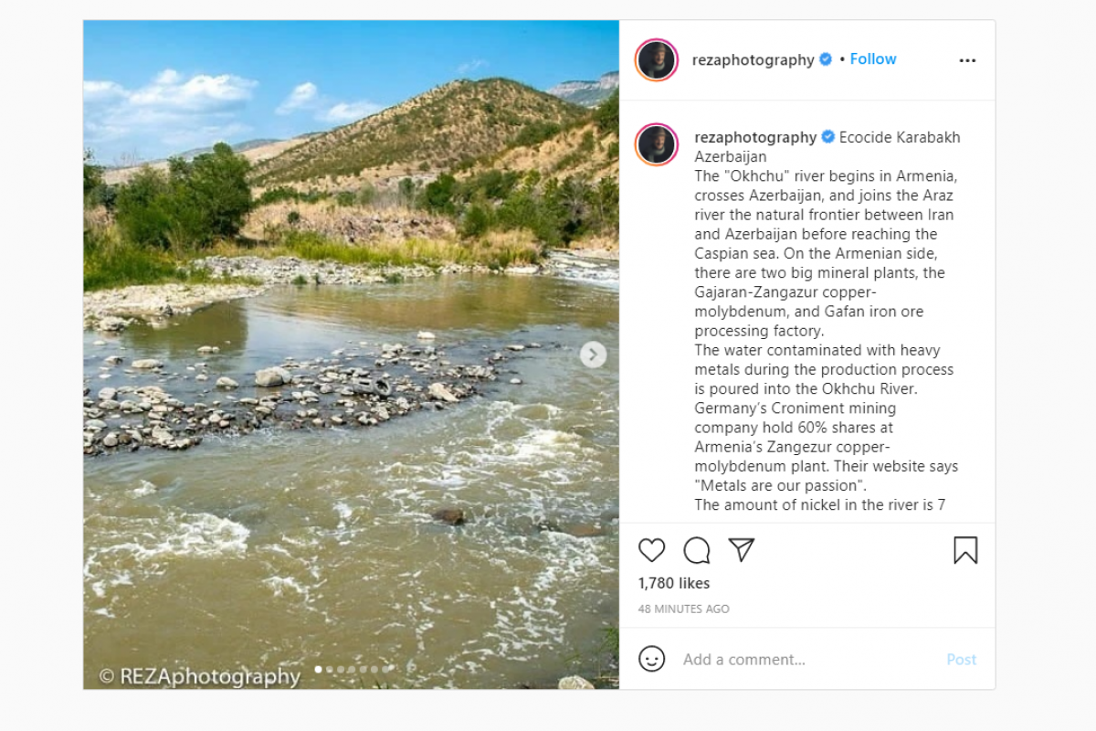 World-famous photographer Reza Deghati calls Armenia's contamination Okhchu River as "silent ecological disaster"-PHOTO 