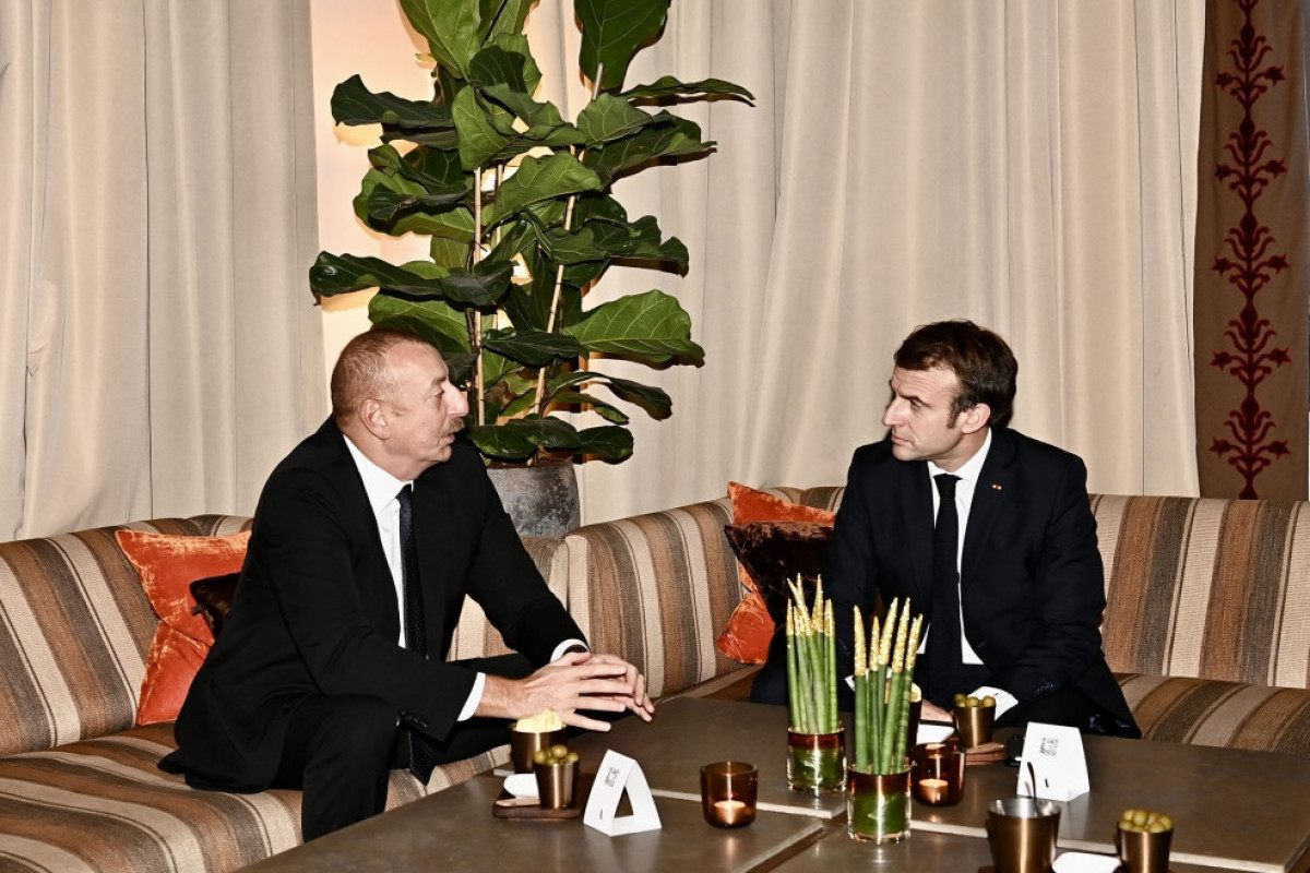 President of Azerbaijan Ilham Aliyev and President of the French Republic Emmanuel Macron