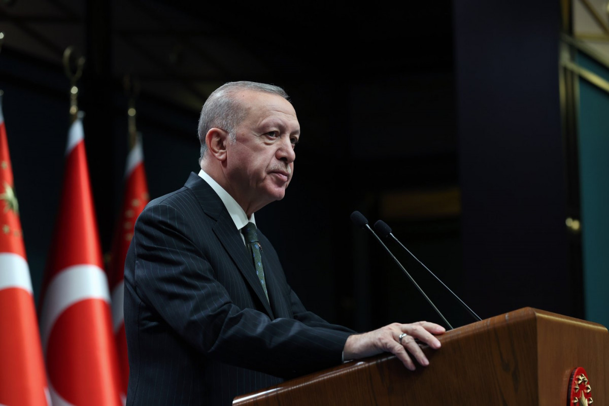President Recep Tayyip Erdoğan prepares to give a speech after the Cabinet meeting at Ankara's Presidential Complex, Ankara, Turkey, Dec. 20, 2021. (AA Photo)