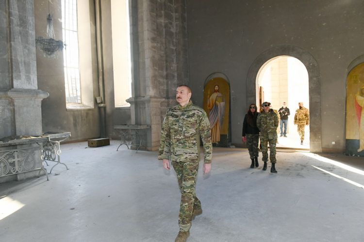 Azerbaijani President visits Gazanchi Church in Shusha