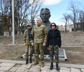 President Ilham Aliyev laid foundation stone for Fuzuli-Shusha highway and Fuzuli airport in Fuzuli district, visited the city of Shusha - PHOTO