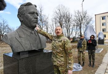 President Ilham Aliyev laid foundation stone for Fuzuli-Shusha highway and Fuzuli airport in Fuzuli district, visited the city of Shusha - PHOTO