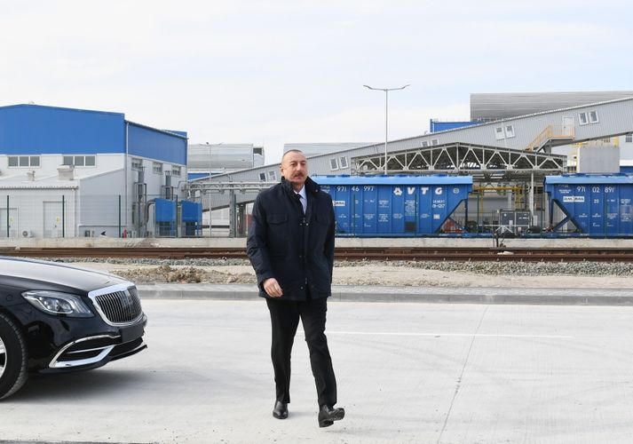 President Ilham Aliyev attended groundbreaking ceremony for two plants in Sumgayit Chemical Industry Park and inaugurated sheet glass factory