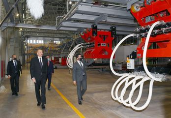 President Ilham Aliyev attended groundbreaking ceremony for two plants in Sumgayit Chemical Industry Park and inaugurated sheet glass factory