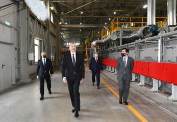 President Ilham Aliyev attended groundbreaking ceremony for two plants in Sumgayit Chemical Industry Park and inaugurated sheet glass factory