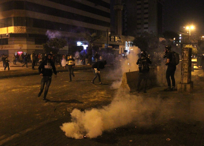 Security forces clash with protesters in locked-down Lebanon