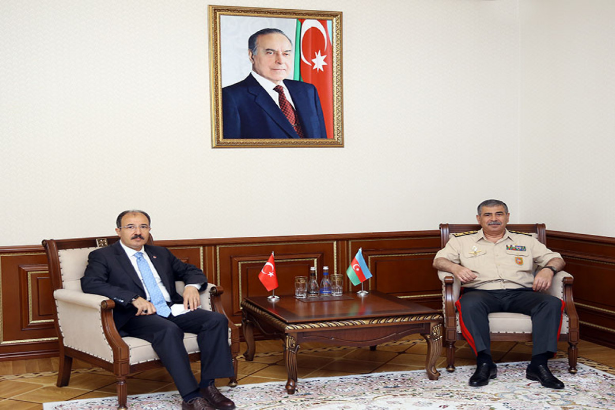 Azerbaijan's Minister of Defense, Zakir Hasanov and Ambassador Extraordinary and Plenipotentiary of the Republic of Turkey to Azerbaijan Cahit Bagci