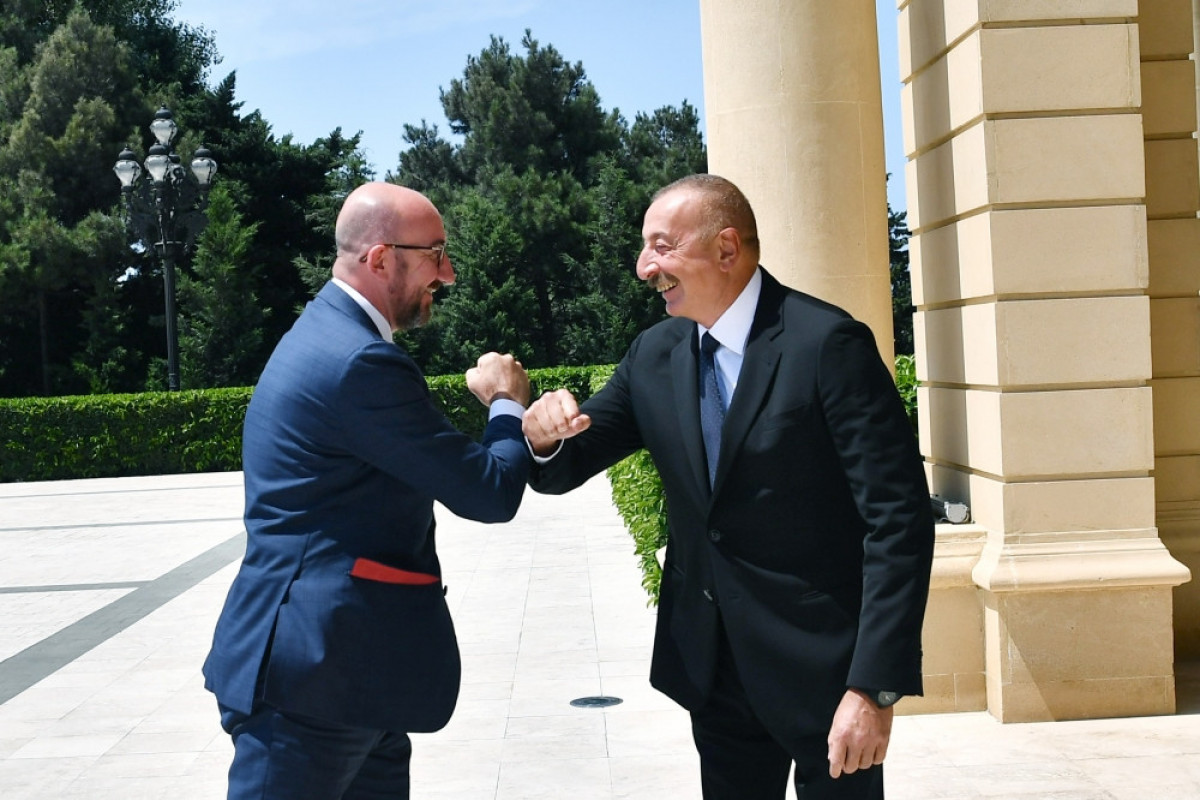 President of the Republic of Azerbaijan Ilham Aliyev and President of the European Council Charles Michel