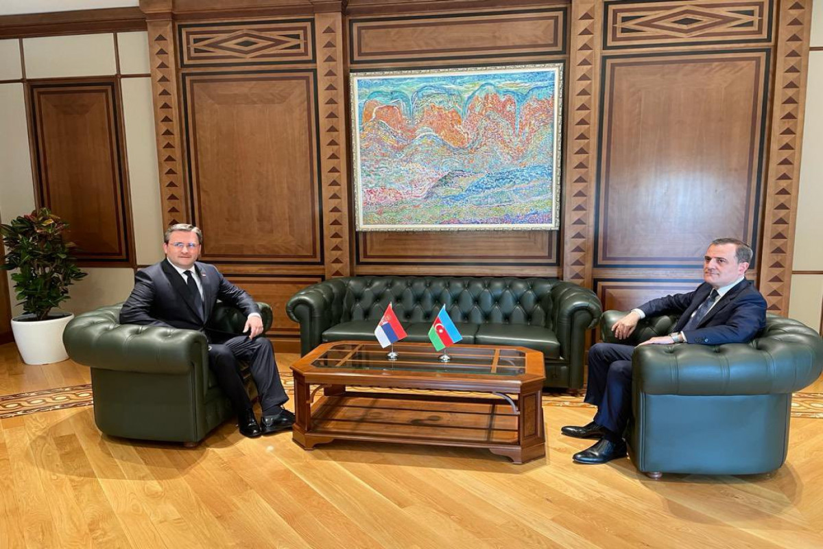 Serbian FM Nikola Selakovich and Azerbaijani FM Jeyhun Bayramov