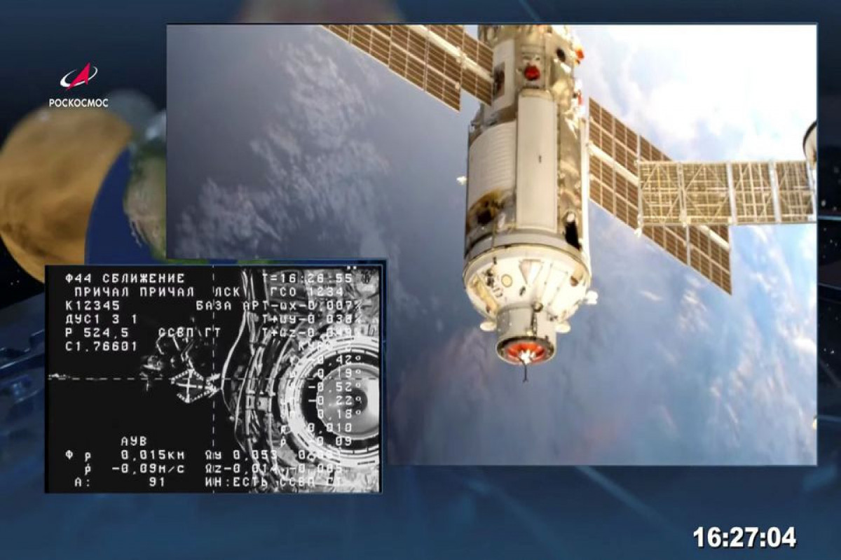 The Nauka (Science) Multipurpose Laboratory Module is seen during its docking to the International Space Station (ISS) on July 29, 2021 in this still image taken from video.