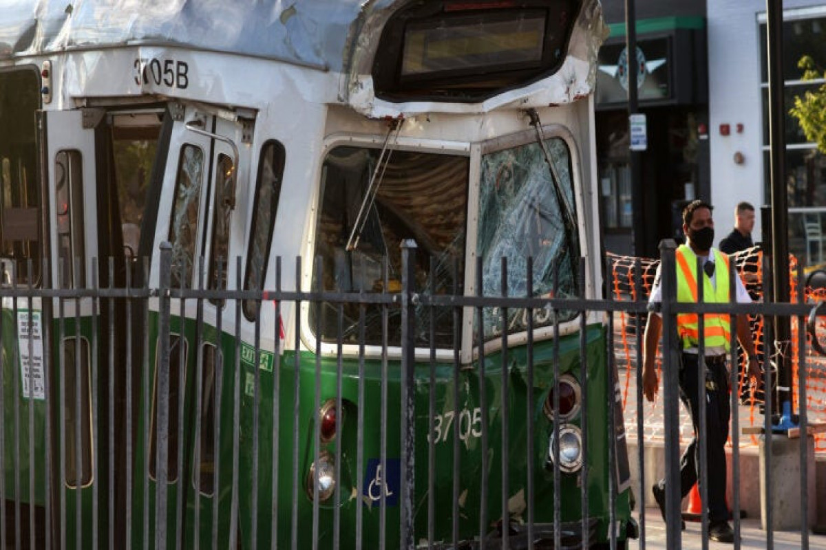 A train on the Green Line in Boston