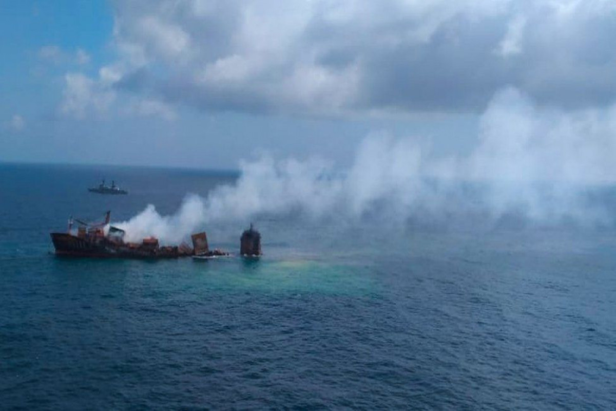 Chemical-laden ship sinking off Sri Lanka