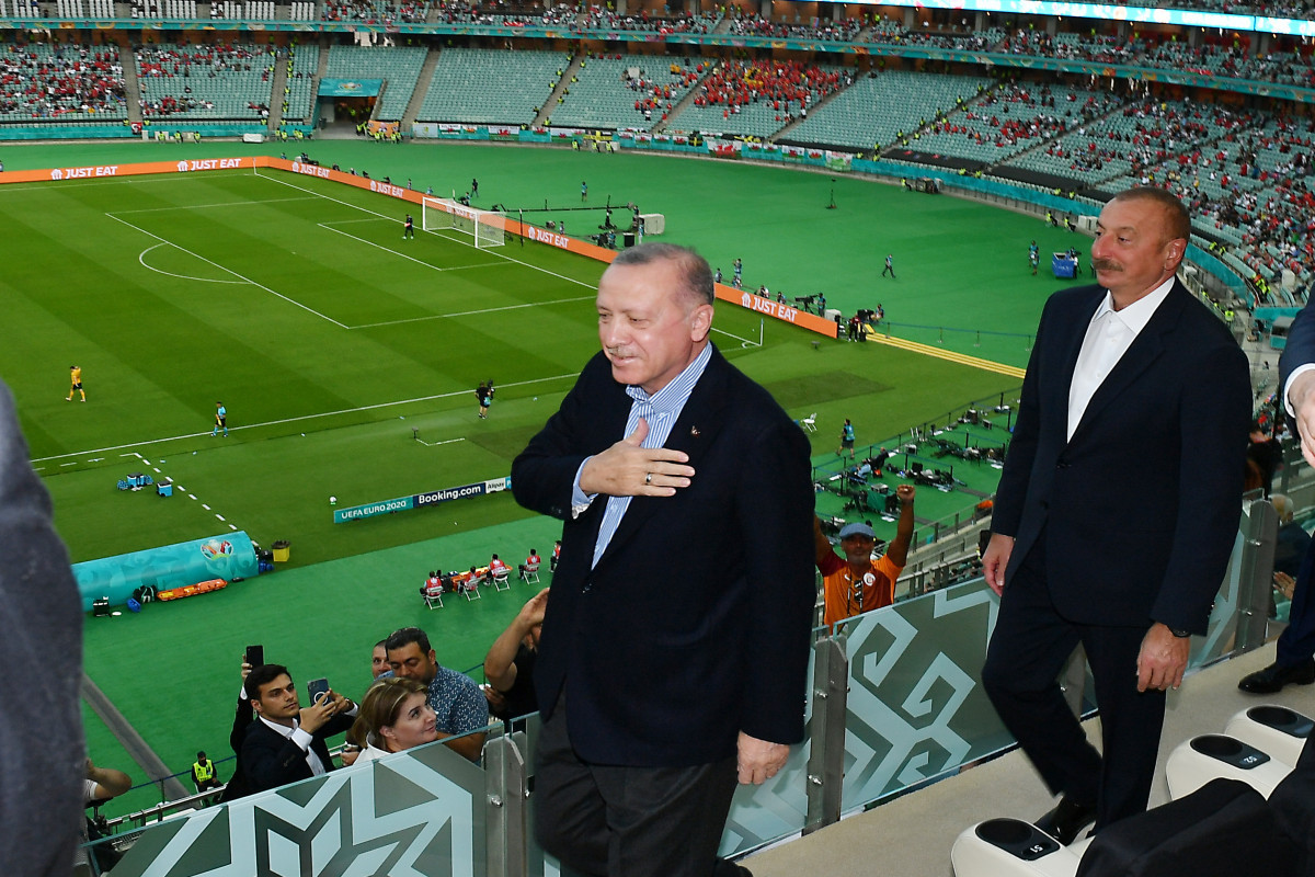 The Presidents of Azerbaijan and Turkey watched the Turkey-Wales match in Baku