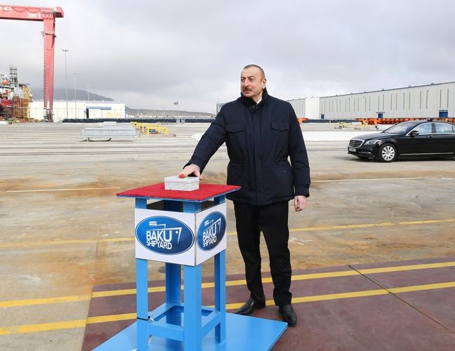 President Ilham Aliyev and first lady Mehriban Aliyeva attended sail away of “Academician Zarifa Aliyeva” ship and launch of first Ro-Pax type “Azerbaijan” ferry boat