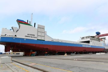 President Ilham Aliyev and first lady Mehriban Aliyeva attended sail away of “Academician Zarifa Aliyeva” ship and launch of first Ro-Pax type “Azerbaijan” ferry boat