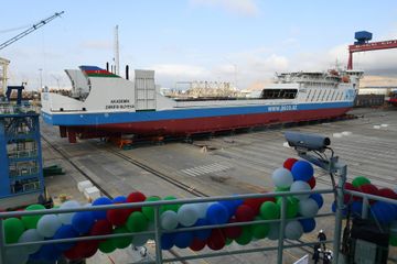 President Ilham Aliyev and first lady Mehriban Aliyeva attended sail away of “Academician Zarifa Aliyeva” ship and launch of first Ro-Pax type “Azerbaijan” ferry boat