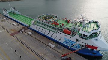 President Ilham Aliyev and first lady Mehriban Aliyeva attended sail away of “Academician Zarifa Aliyeva” ship and launch of first Ro-Pax type “Azerbaijan” ferry boat