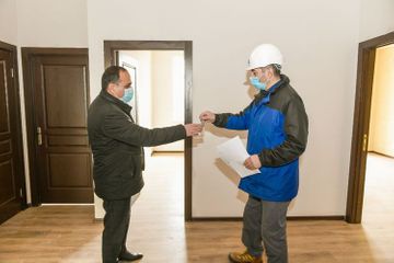 People, whose residential places destroyed as a result of missile attacks of Armenia on Ganja, provided with flats