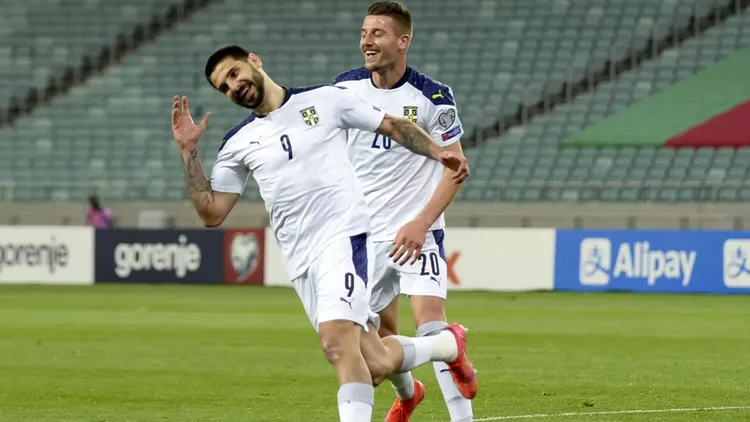 Mitrovic double gives Serbia 2-1 win at Azerbaijan