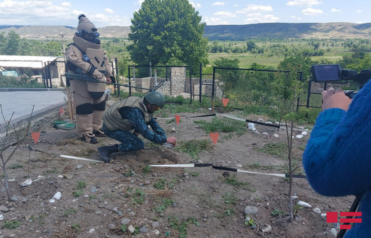 Journalists are at Fortification Engineering Center in Gubadli