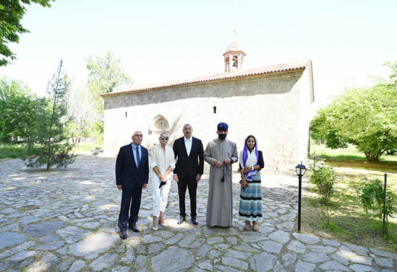 President Ilham Aliyev visited secondary school No 1 and Saint Elisæus Jotaari Church in Nij settlement, Gabala-UPDATED 