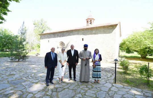 President Ilham Aliyev visited secondary school No 1 and Saint Elisæus Jotaari Church in Nij settlement, Gabala-UPDATED 