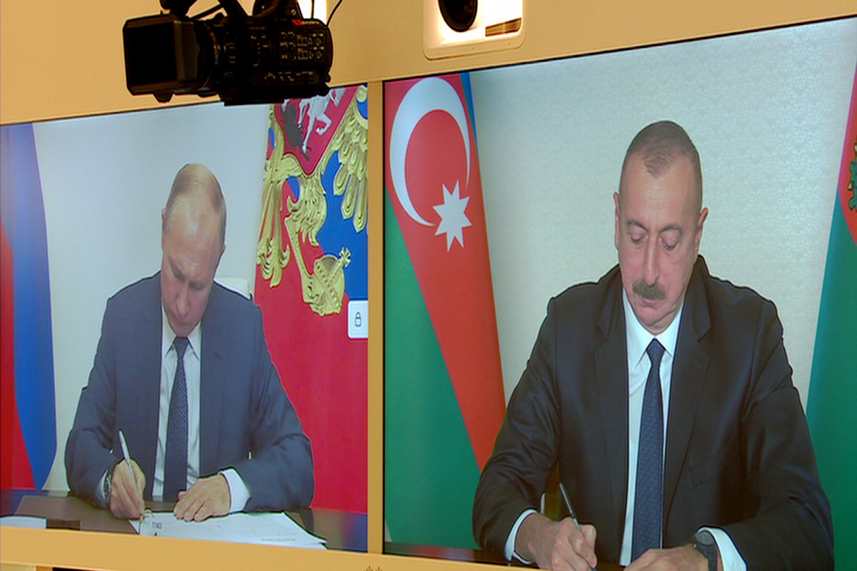 President of Azerbaijan Ilham Aliyev, the President of Russia Vladimir Putin