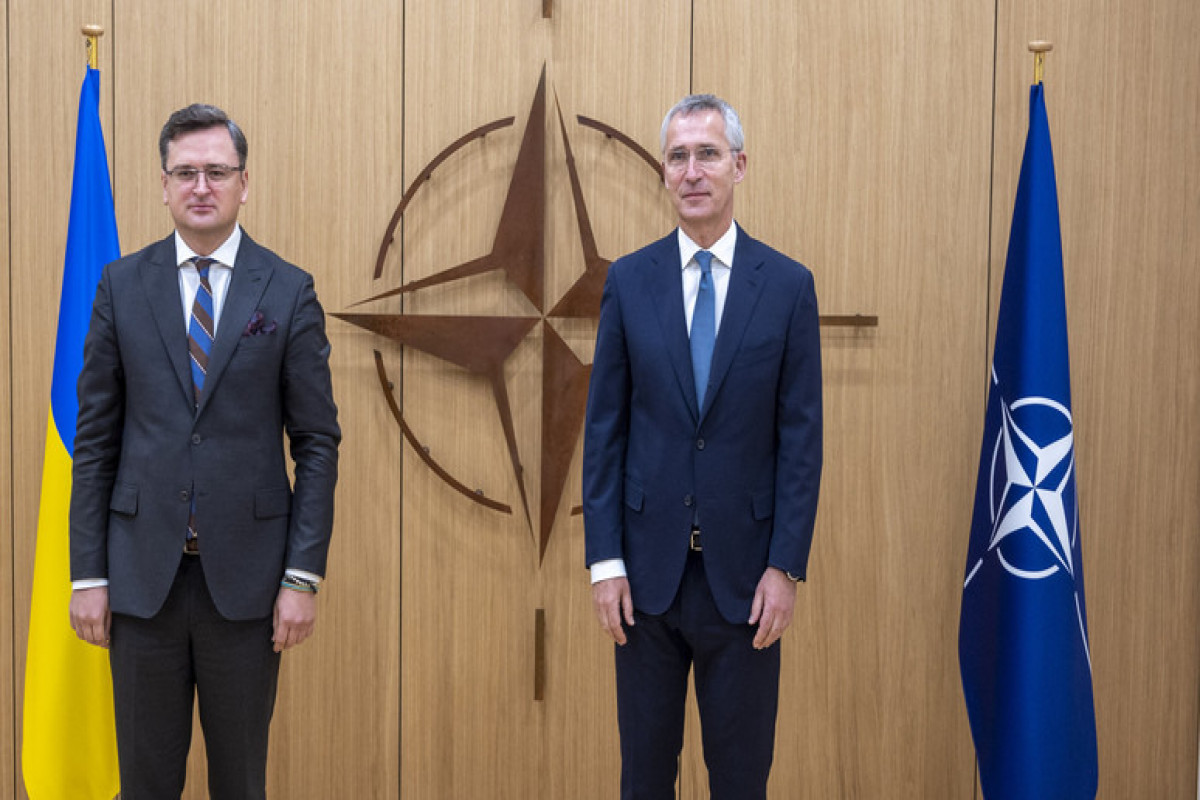 NATO Secretary General Jens Stoltenberg, Ukrainian Foreign Minister Dmytro Kuleba