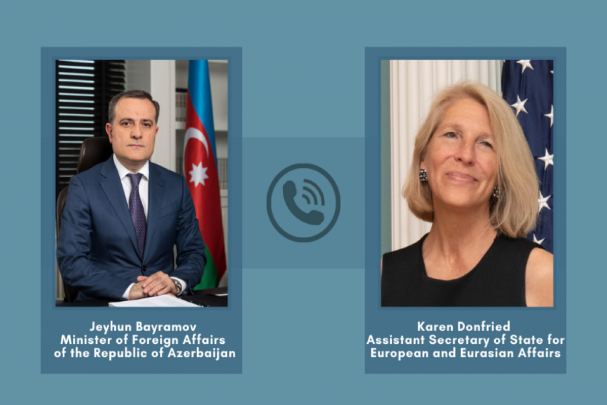 Azerbaijan's Minister of Foreign Affairs Jeyhun Bayramov and US Assistant Secretary of State for European and Eurasian Affairs Karen Donfried