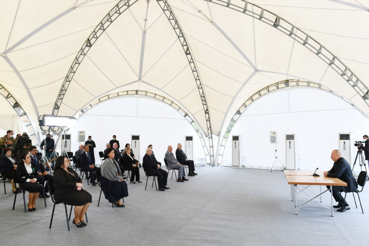 President of Azerbaijan Ilham Aliyev at a meeting with members of the general public of Khojavand district