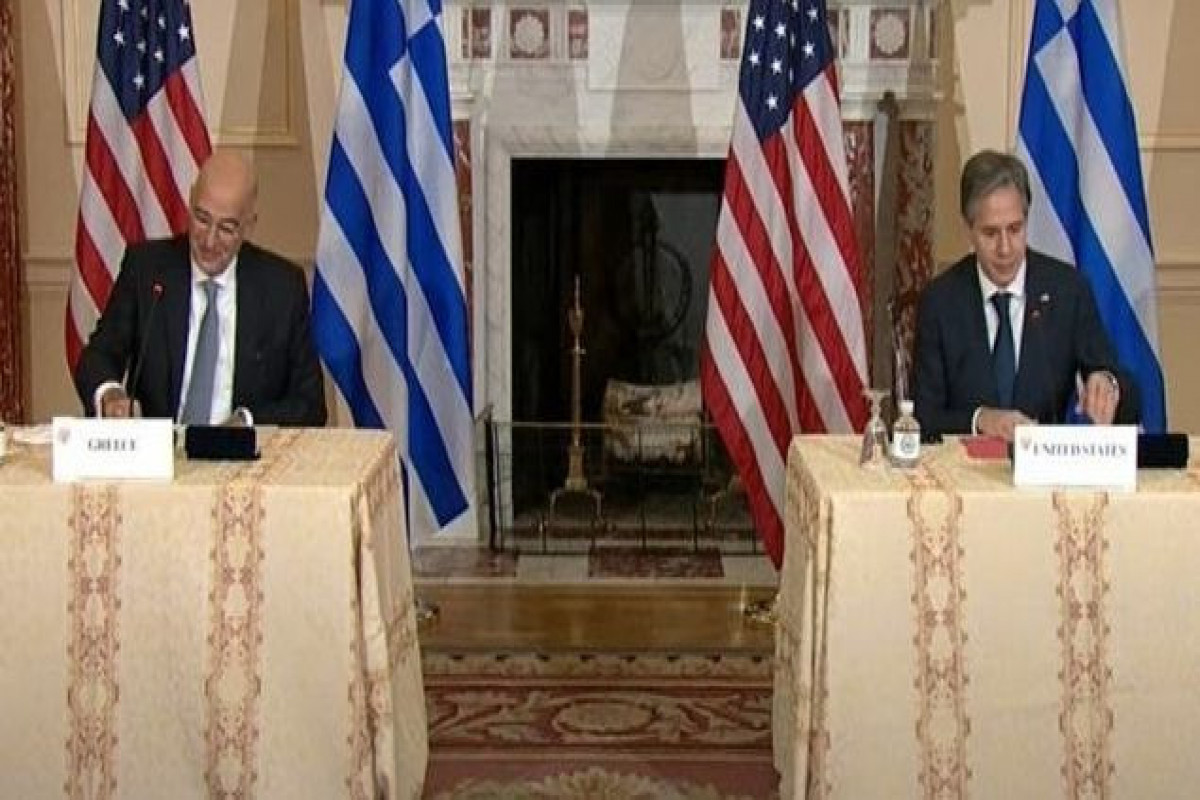U.S. Secretary of State Antony Blinken and Greek Foreign Minister Nikos Dendias