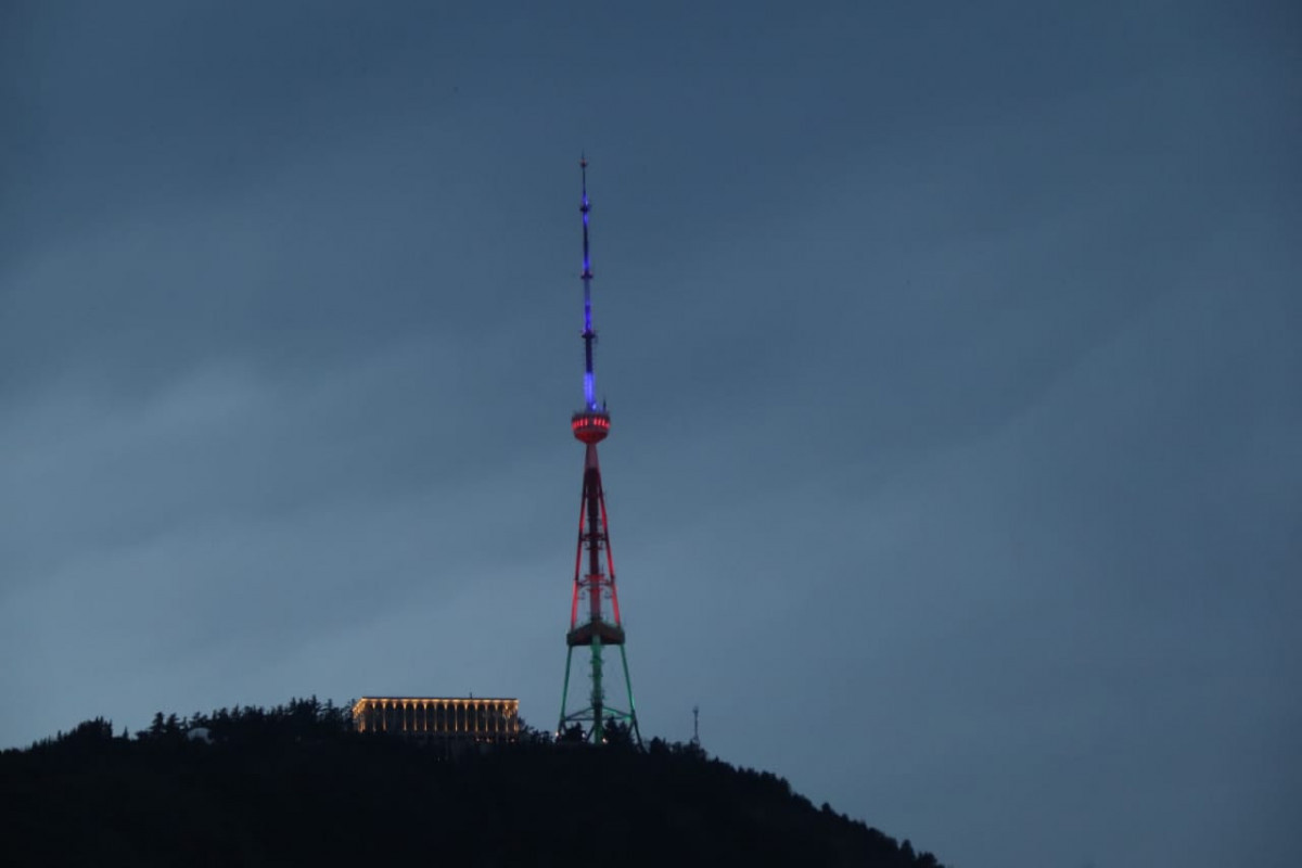 Tbilisi TV tower was illuminated with the colors of the Azerbaijani flag