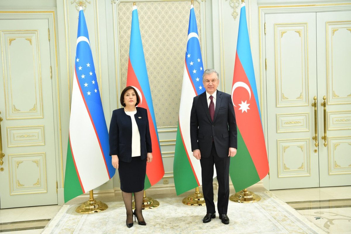 Sahiba Gafarova and Shavkat Mirziyoyev
