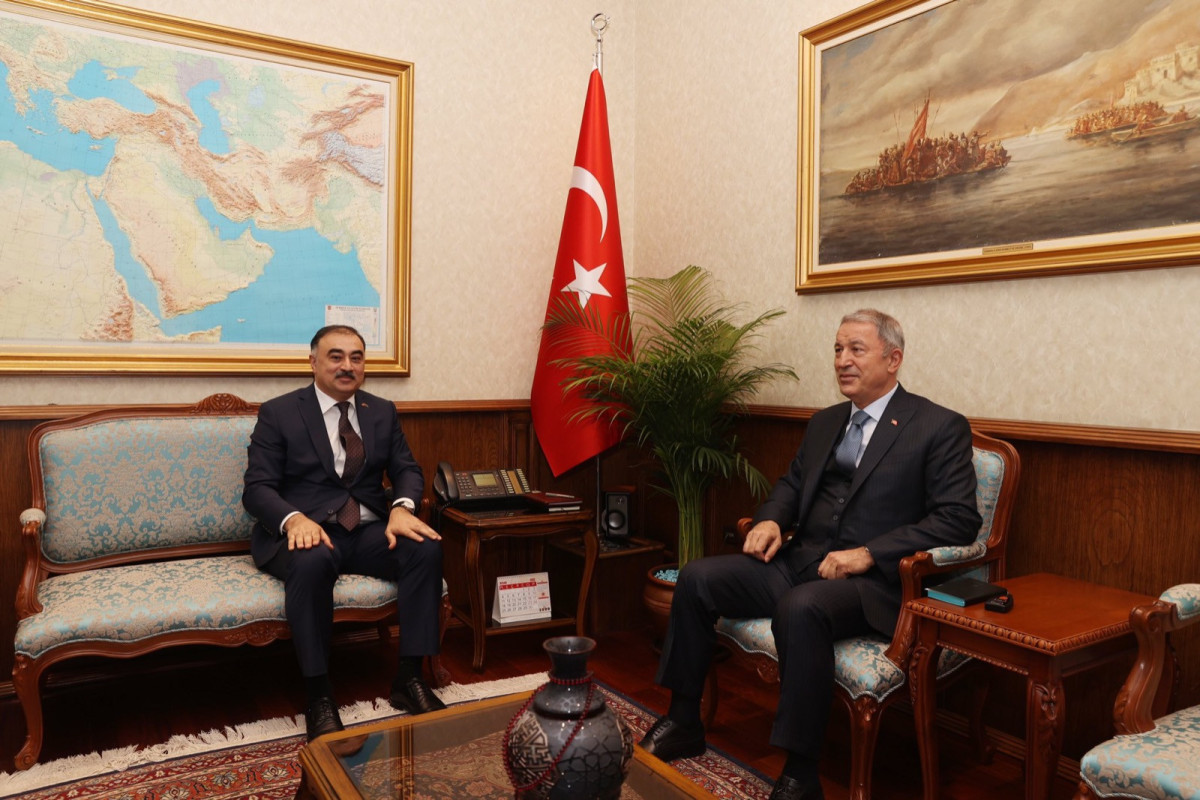 Rashad Mammadov the ambassador of Azerbaijan in Ankara and Hulusi Akar  the Turkish Minister of Defense