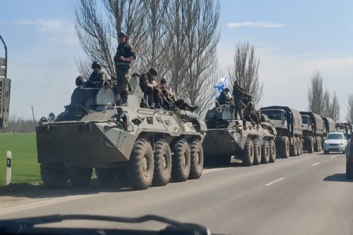 Russian military column seen heading towards Donbas