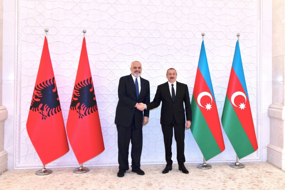 Prime Minister of Albania Edi Rama and Azerbaijan's President Ilham Aliyev